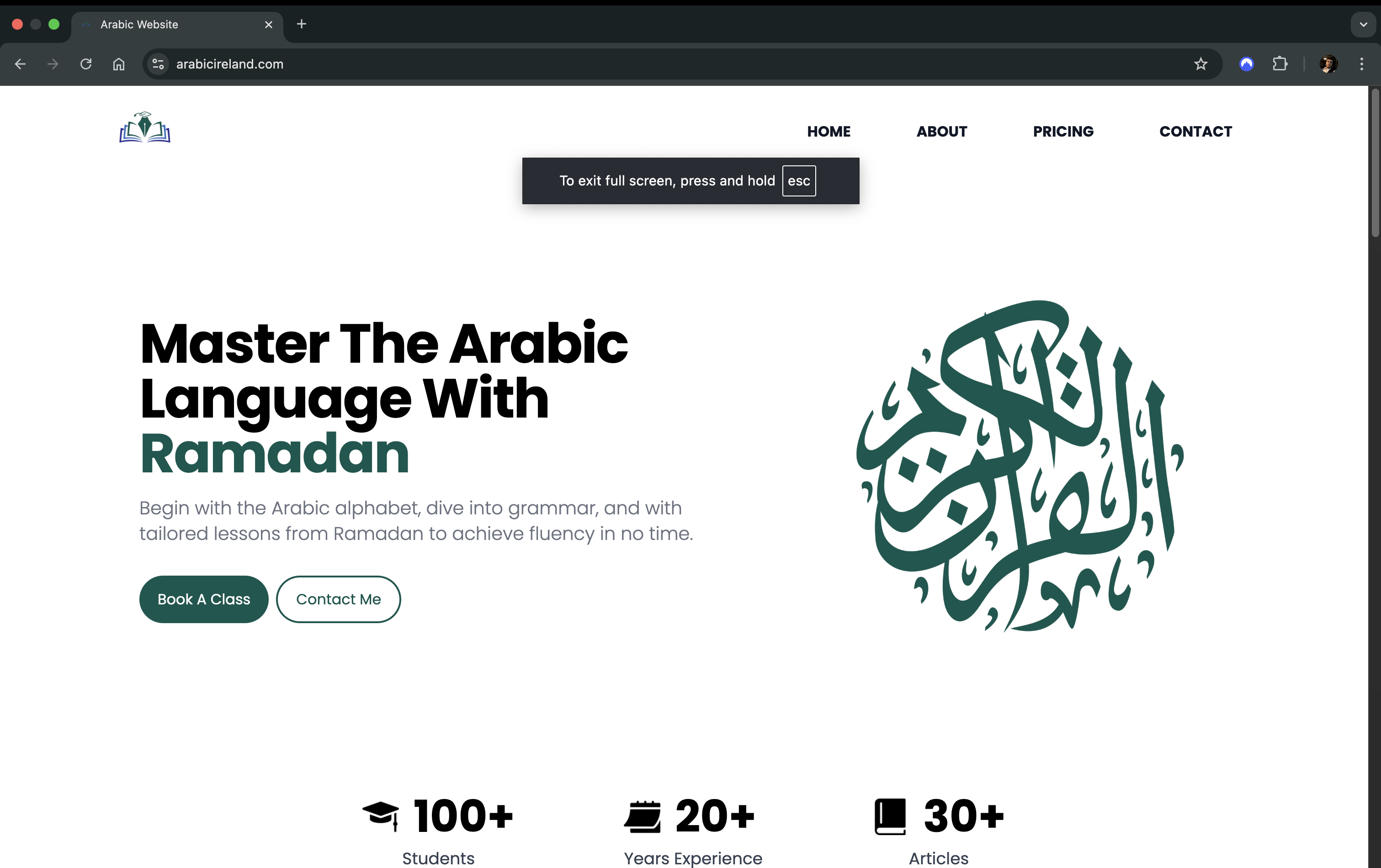 Arabic Ireland — Platform for learning Arabic with tailored lessons for Irish learners. Next.js, SSR.